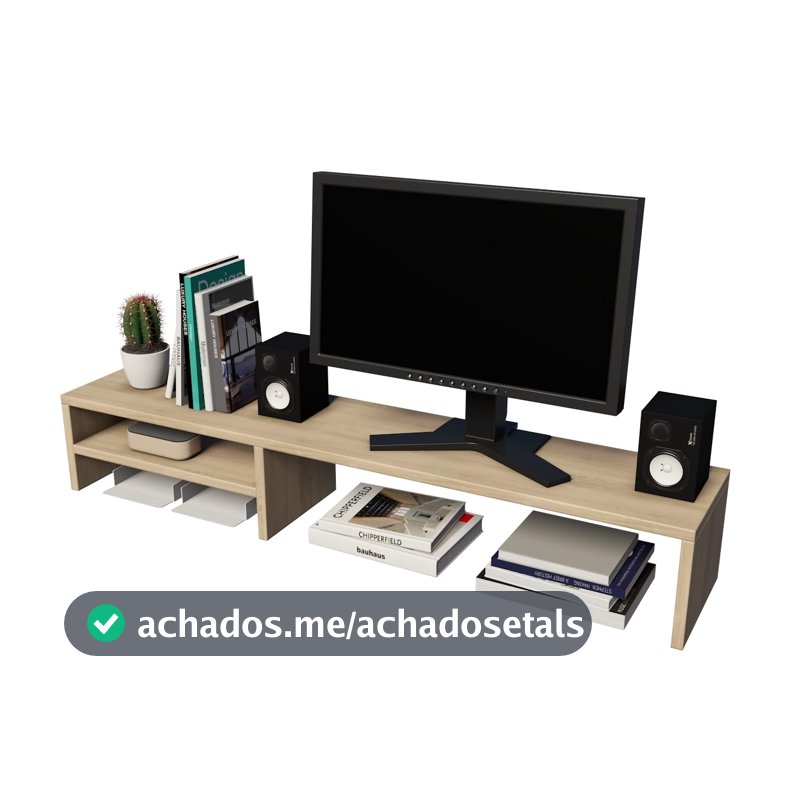 Suporte Para Monitor Elevado Mesa Home Office Setup Gamer Organizador MDP 100cm (Mel)