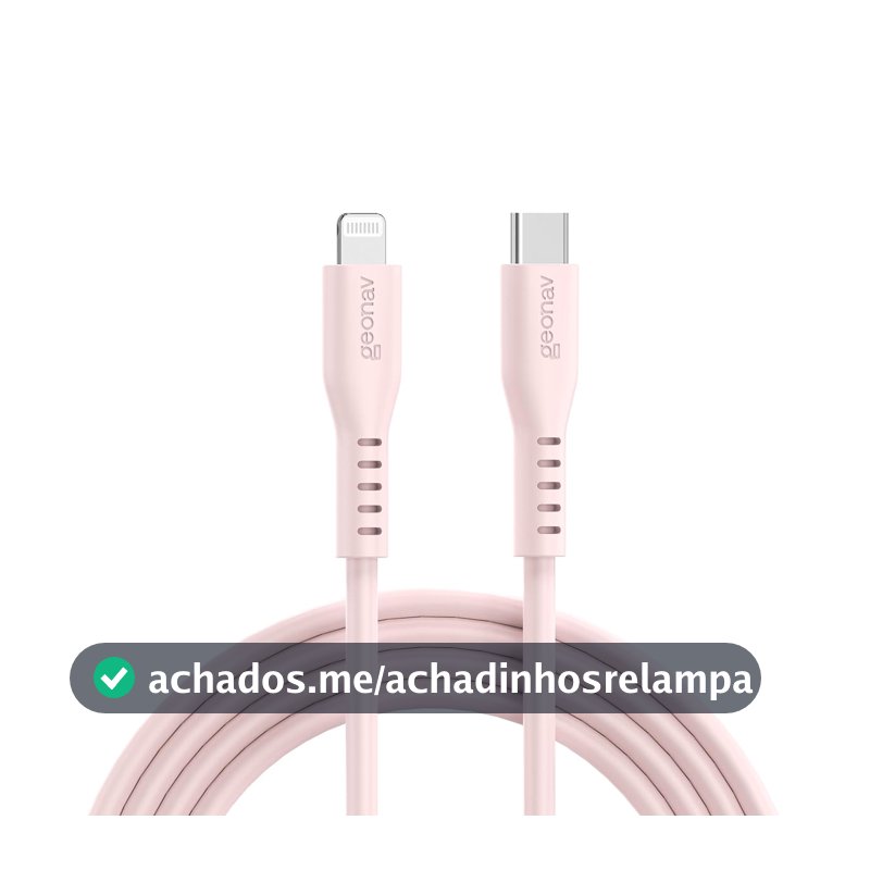 Geonav Cabo de Silicone USB-C para Lightning, carregamento até 38W, Silicone resistente, 1,5m, ESLICSPK, Rosa