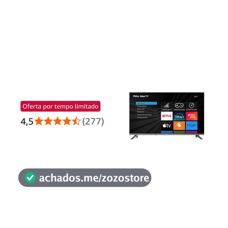 Smart TV 43" Philco Roku TV HDR10 Dolby Áudio