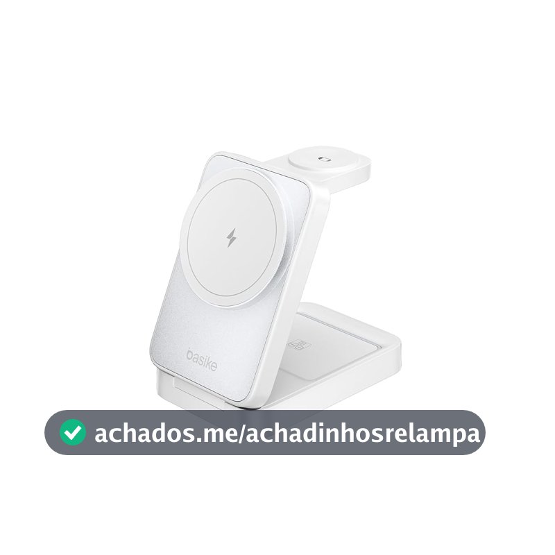 Basike Carregador Sem Fio 3 em 1 Magnético Dobrável Portátil Luz Noturna
