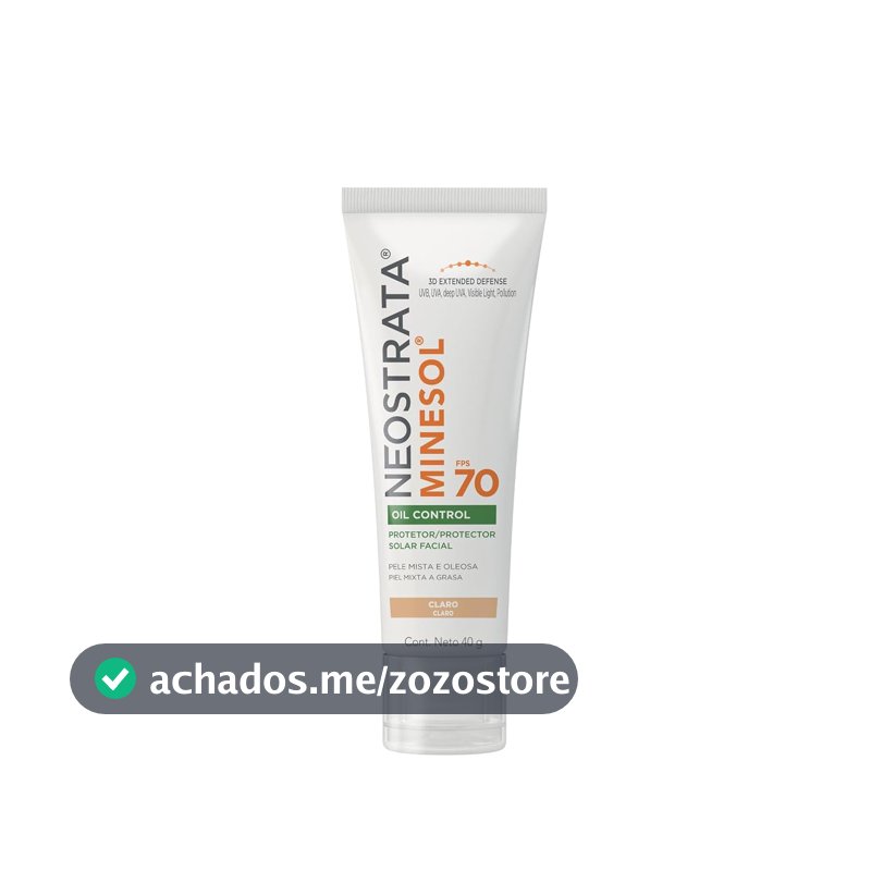 Protetor Solar Facial Minesol Oil Control, Pele Clara, FPS 70, 40g