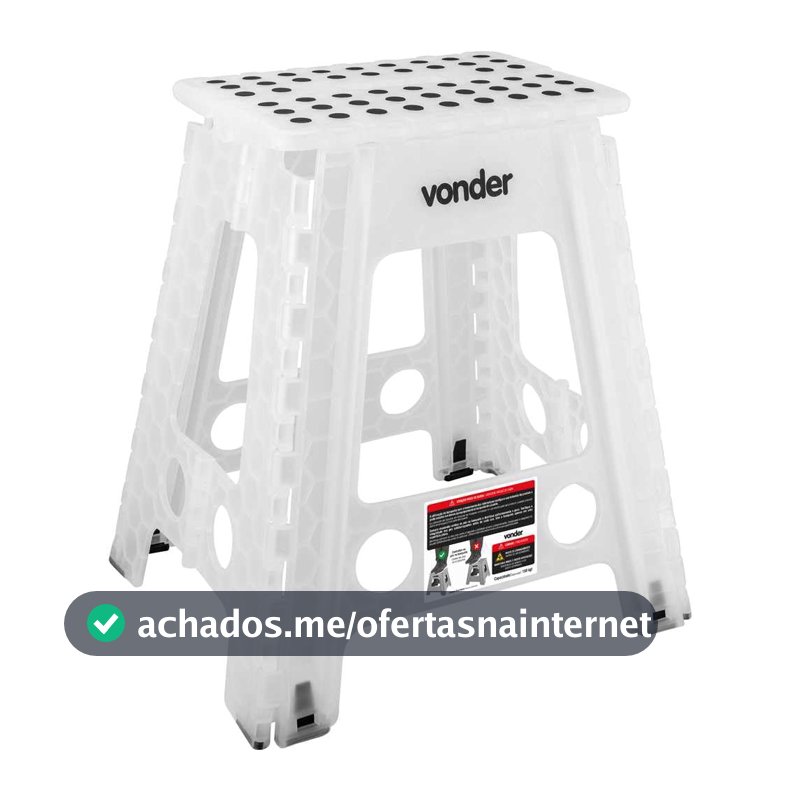 Banqueta Plástica Dobrável, Branca, Altura 450 Mm, Vonder