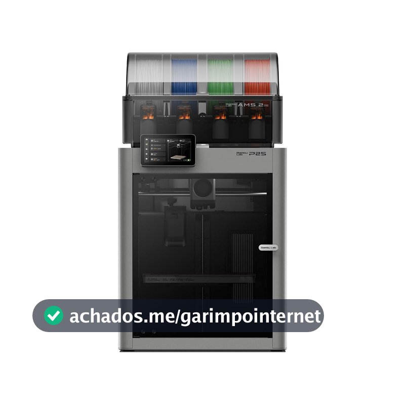 Impressora 3D Bambu Lab P2S Combo 110V Cinza com AMS 2 Pro, CoreXY, Volume 256x256x256mm, Gabinete Fechado, Bico 0,4mm