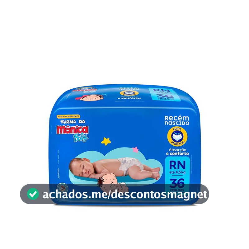 Fralda Turma da Mônica Baby Jumbo RN 36 Unidades
