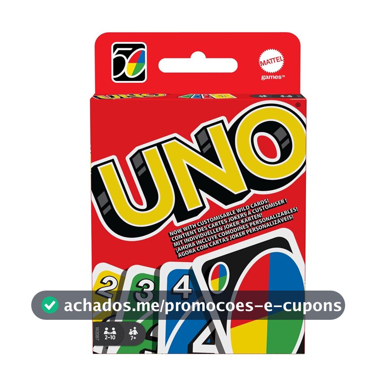 Kit de Cartas UNO Clássico Mattel com 108 7 Anos ou Mai, Multicolorido