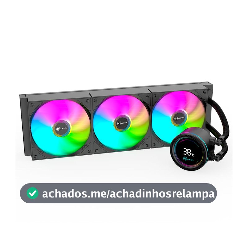 Water Cooler Kalkan Alpha 360mm com Display Integrado ARGB Preto Compatível Intel AMD KLK00048