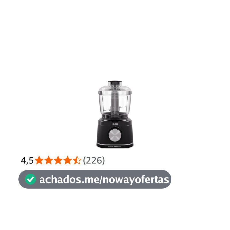Processador de Alimentos Philco 420W com Jarra 500ml Função Pulsar e Trava de Segurança Preto PMN04A 127V
