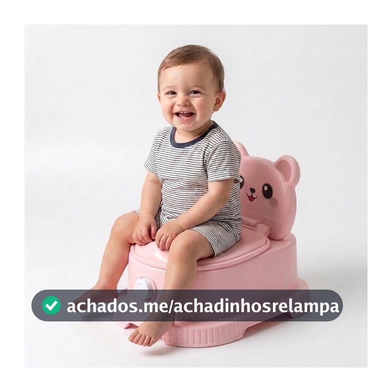 Penico Troninho Infantil Educativo Bebê Privadinha Ursinho com Recipiente Removível, Base Antiderrapante e Escova de Limpeza