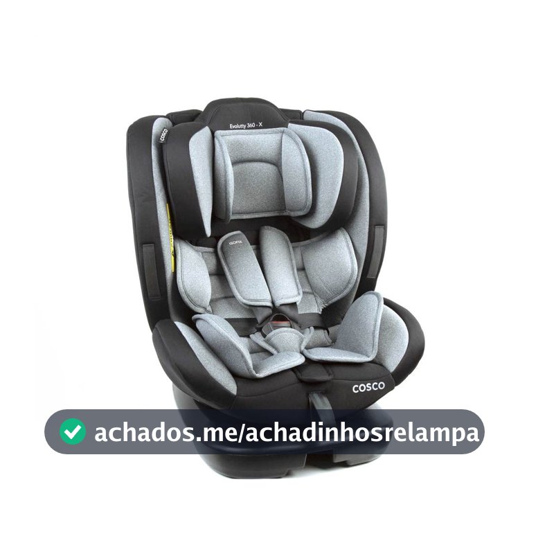 Cosco Kids, Cadeirinha Evolutty 360 X, 0 a 36kg, com Giro 360º e Isofix, Cinza Mescla