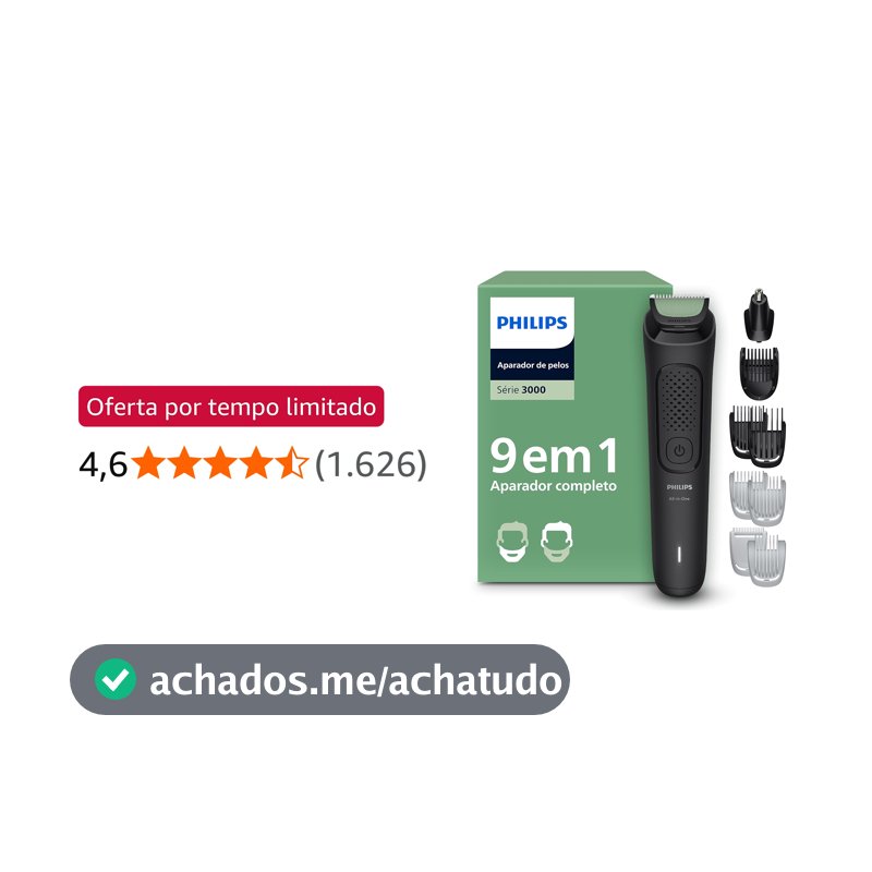 Philips Aparador e Barbeador Elétrico Série 3000 All-in-One 9 em 1