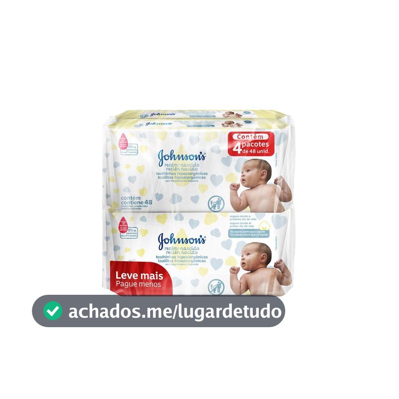 Lenços Umedecidos para Recém-Nascido Johnson's Baby, 192 Unidades