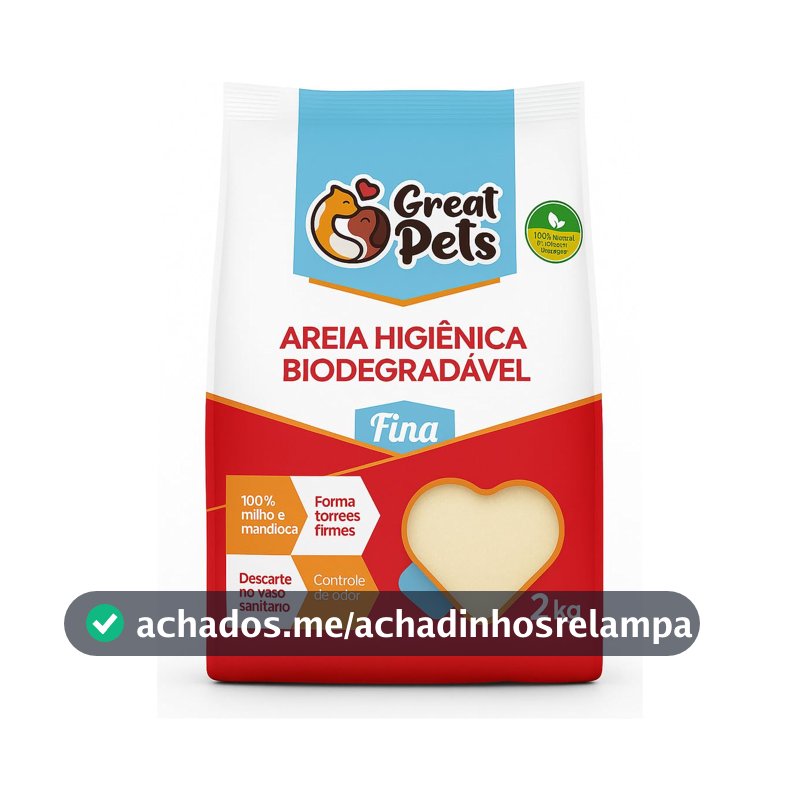 Areia Biodegradável De Milho E Mandioca Fina Great Pets 2kg