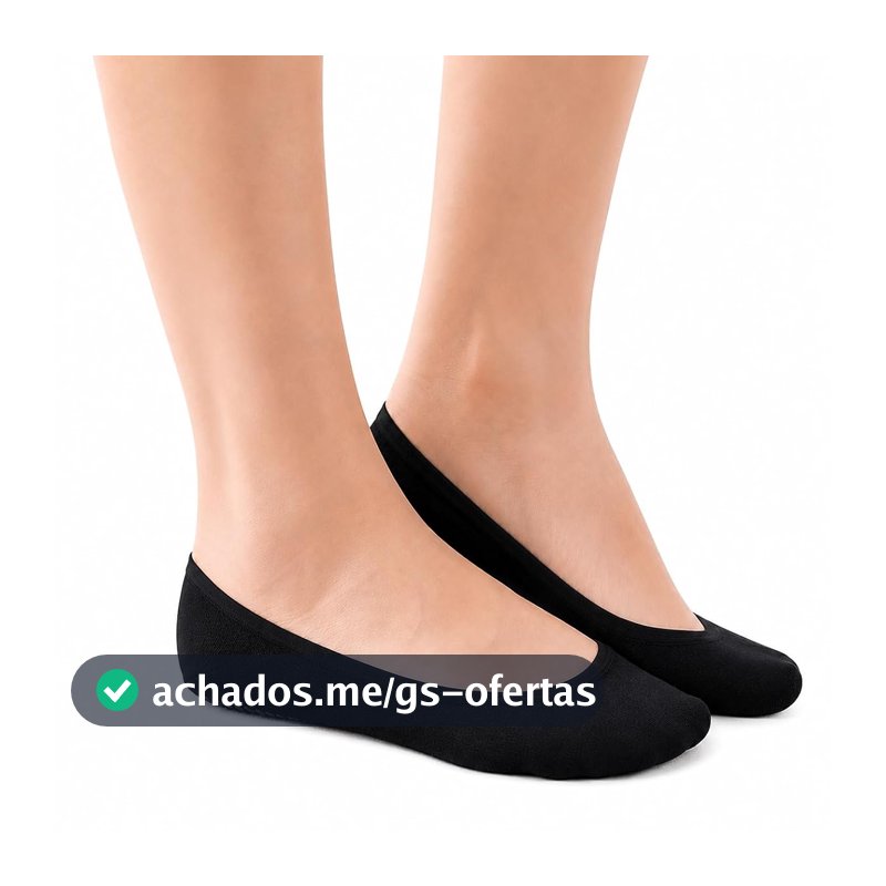 Meia Invisível Feminina Antiderrapante com Silicone na sola – Sapatilha Sem Cano Confortável para Tênis, Sapatilhas e Sapatos Casuais – Preto, Bege e Branco
