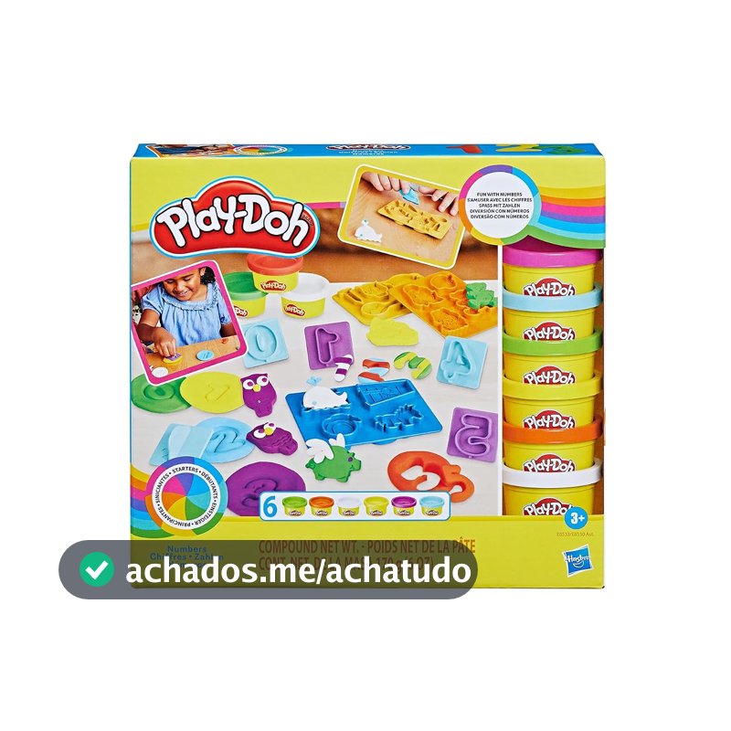 Play-Doh, Massinha de Modelar Infantil, Kit Inicial de Números - Conjunto de Brinquedo com Acessórios e 6 Potes - A partir de 3 Anos