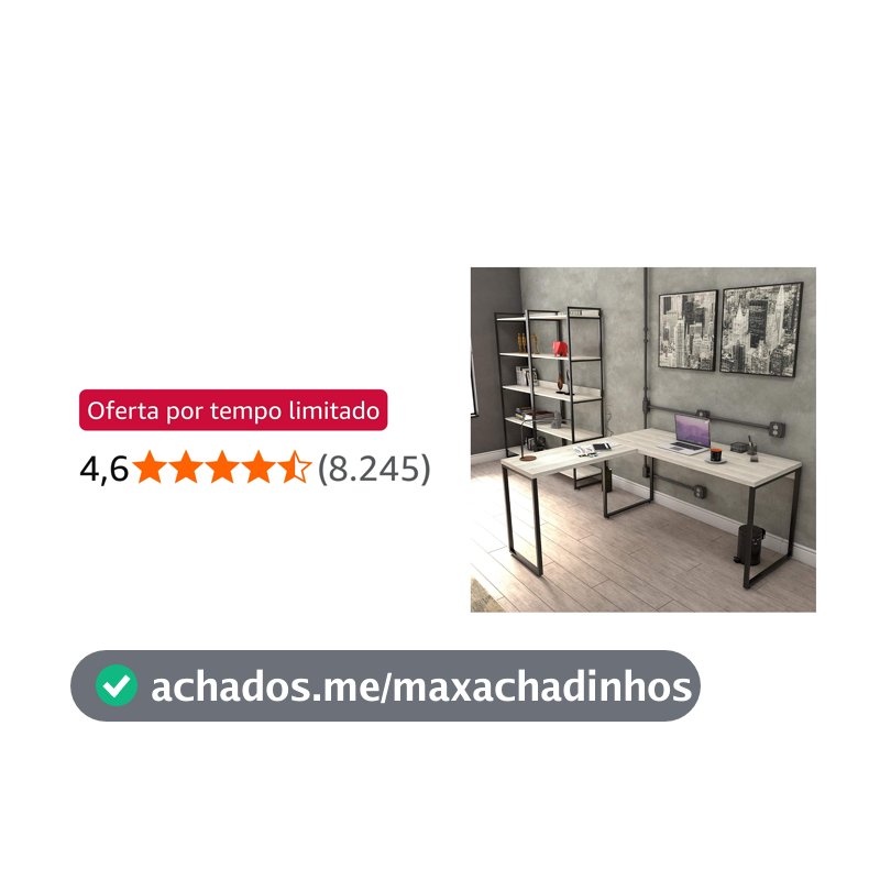Escrivaninha Industrial em L 2 Peças Trevalla Kuadra ML150 Snow
