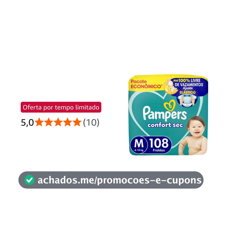 Fralda Pampers Confort Sec Tamanho M, 108 Unidades