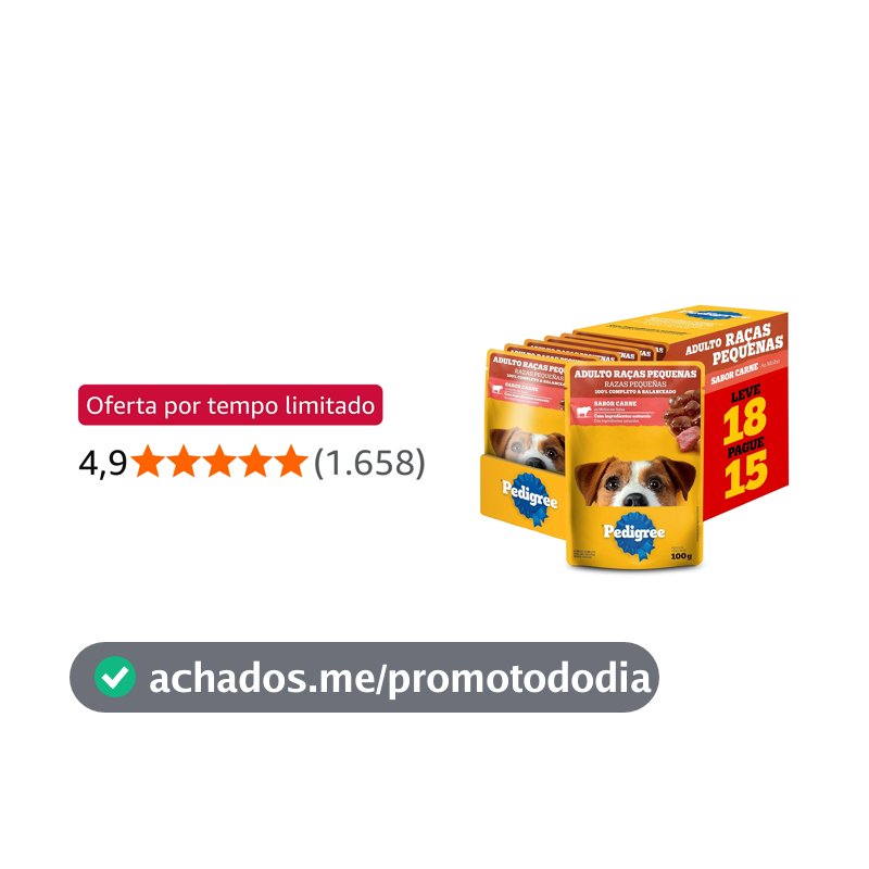 Pack Ração Úmida Pedigree Sachê Carne ao Molho para Cães Adultos de Raças Pequenas - Leve 18 Pague 15