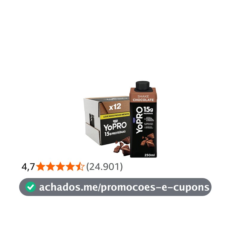 YoPRO Bebida Láctea UHT Chocolate Líquida Caixinha 250ml - 15g de Proteínas - Sem Lactose - Pack com 12 Unidades