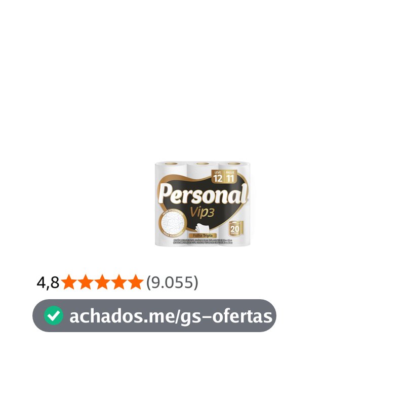 Personal Papel Higiênico Vip Folha Tripla Com 12 Rolos De 20M