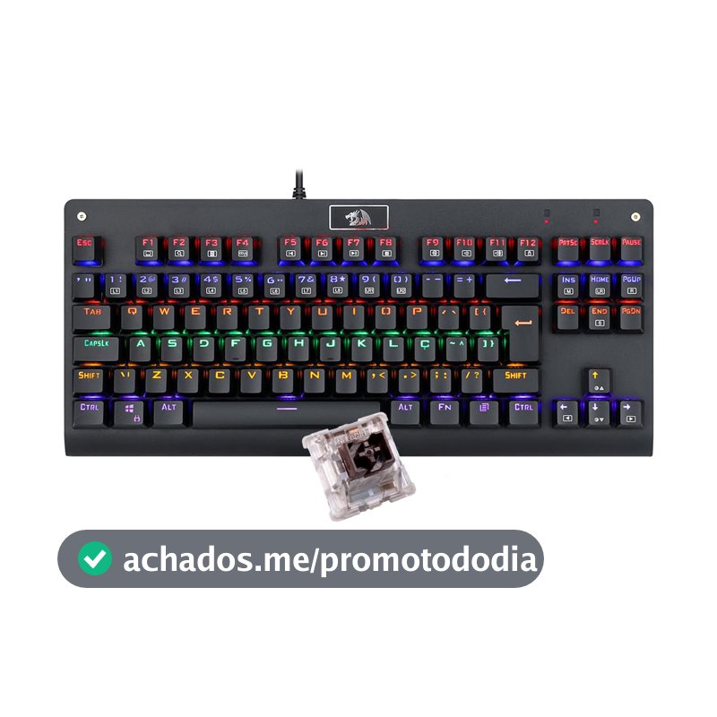 Teclado Mecânico Redragon Dark Avenger Preto Iluminação Rainbow Switch Marrom K568R