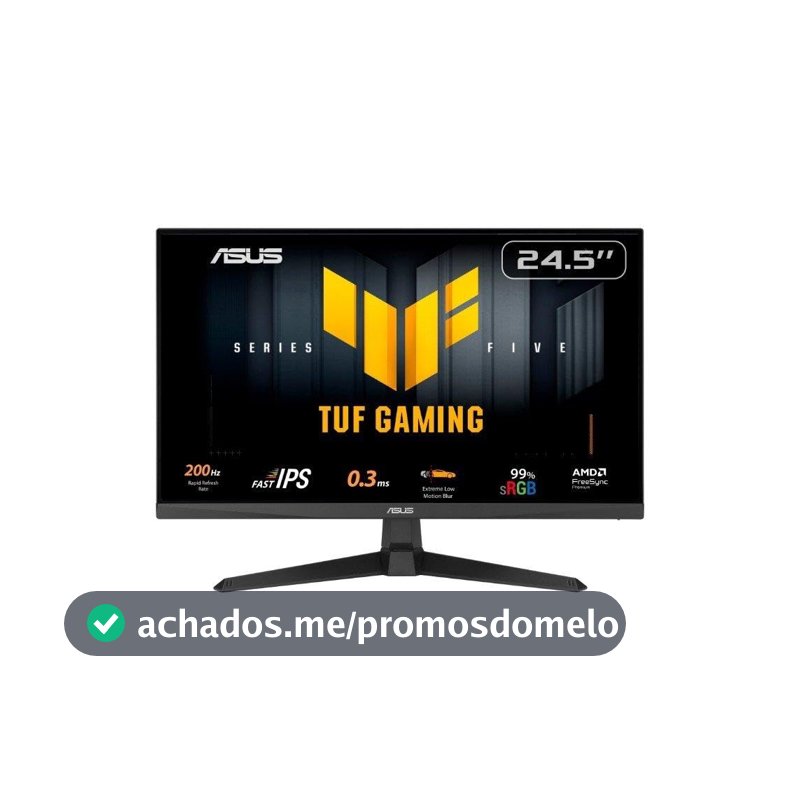 Monitor Gamer ASUS TUF 25", Full HD, 200Hz, 0.3ms, IPS, FreeSync Premium, Som Integrado, Preto - VG259Q5A