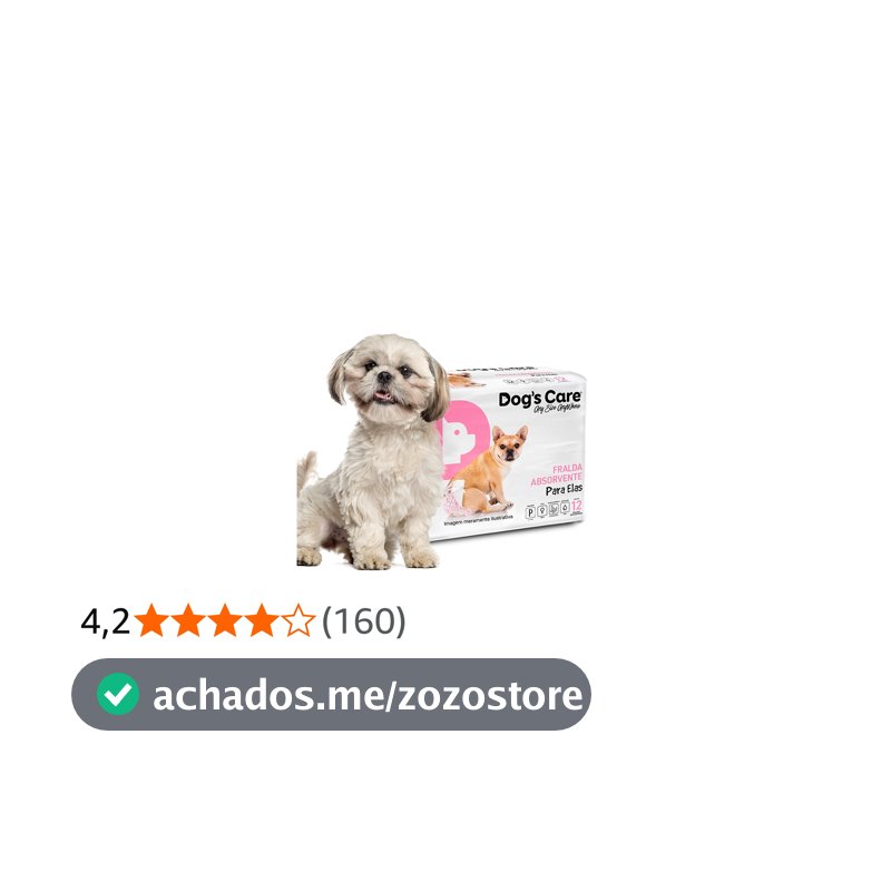 DOG’S CARE Fralda Descartável Para Cães Fêmeas de 3 a 6kg - Fralda Absorvente Para Cachorros Idosos e Filhotes - Tamanho P - 12 Unidades