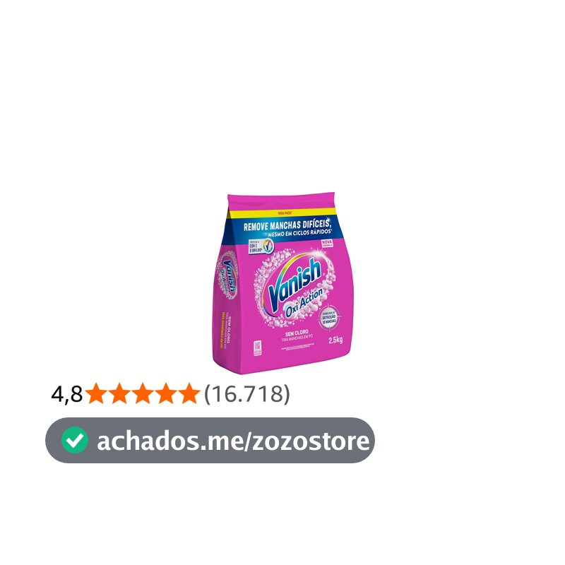 Tira Manchas em Pó Vanish Oxi Action Pink Refil 2,5kg para Roupas Coloridas, Sem Cloro, com Percarbonato, Remove Manchas Difíceis, Preserva as Cores e Deixa as Roupas Como Novas