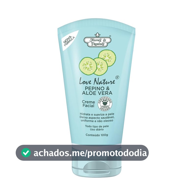 Flores & Vegetais Creme Facial Pepino & Aloe Vera Love Nature®