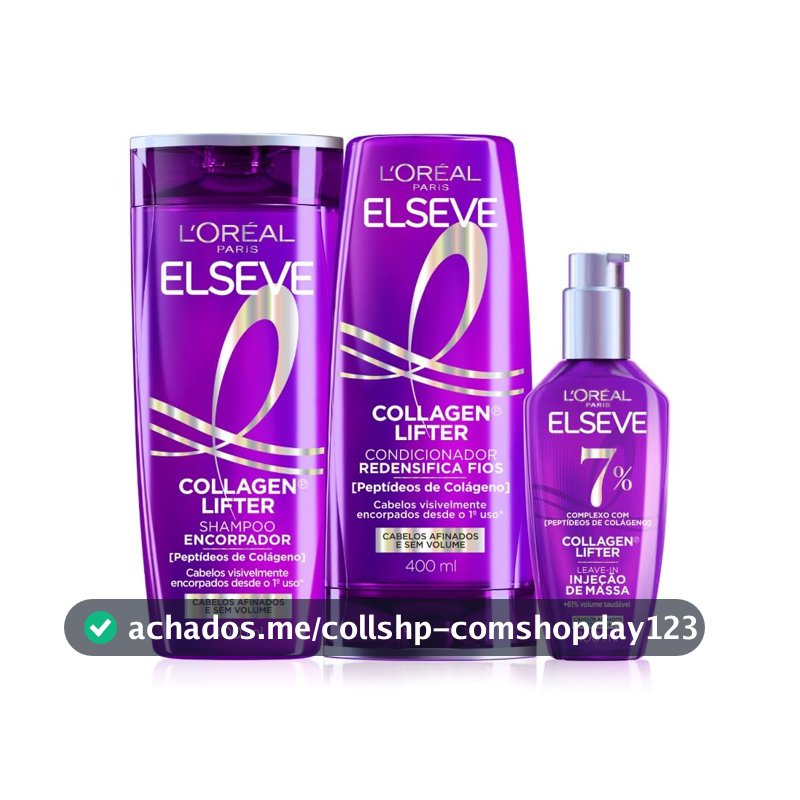 Shampoo Condicionador Sérum Elseve L'Oréal Colágeno 400ml+400ml+100ml