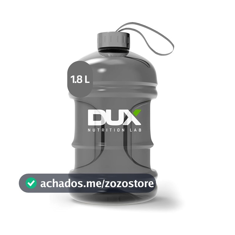 DUX HUMAN HEALTH Mini Galão 1875 mL – Garrafa Fumê Livre de BPA, Tampa Metálica, Ideal para Academia e Rotina Diária