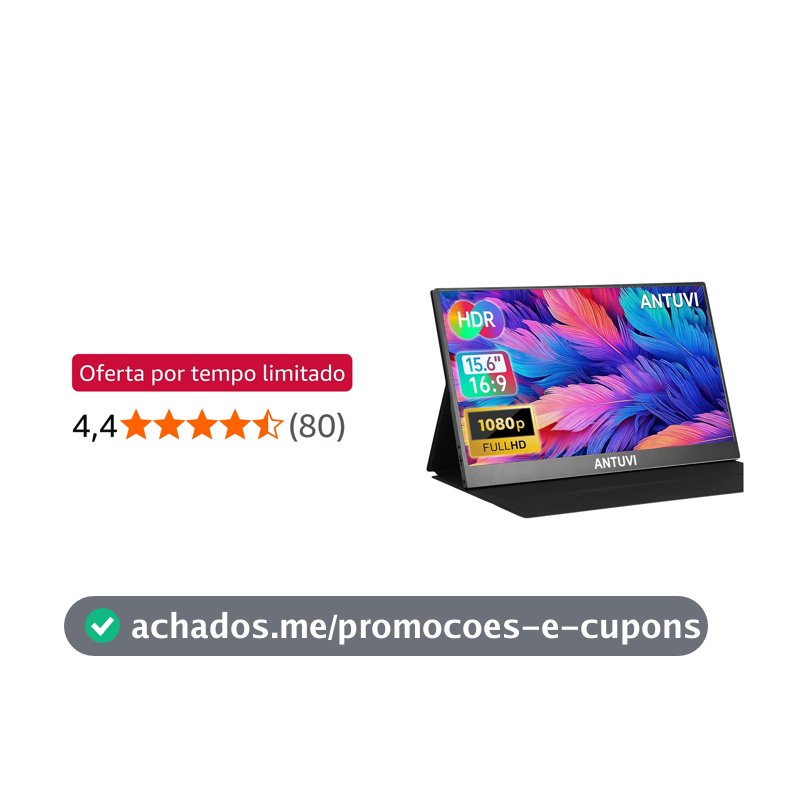 ANTUVI Monitor Portátil 15.6''+ Case, 1080P, MINI Segunda de Notebook Extensor De Tela, Ultra-Slim e portátil, com alto-falante de pé, Adequado para Viagens, Casa, Trabalho/Jogos