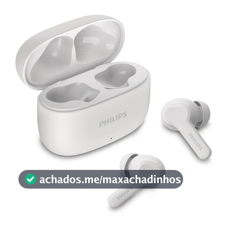 PHILIPS, Fone de Ouvido Sem Fio TWS, TAT1109WT/00, Bluetooth, Com Microfone, Até 24 horas de bateria, Branco