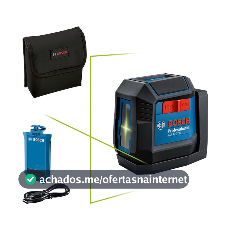 Nível a Laser Verde GLL 12-22 G 12m 1 Bateria + Suporte Bosch