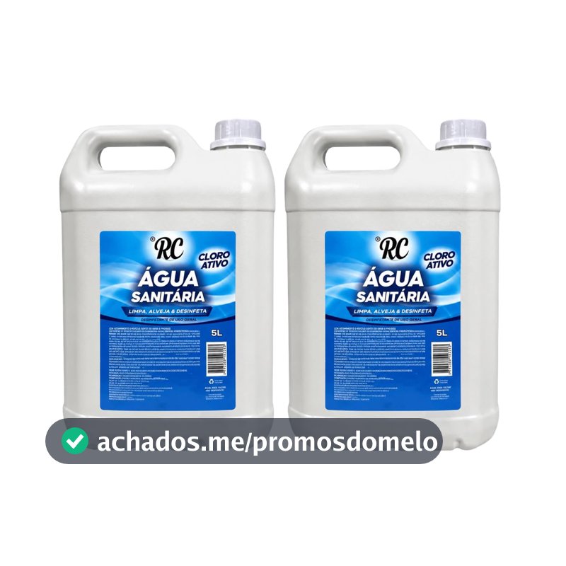 RC Kit 2 Água Sanitária 5L Cloro Ativo Alvejante 10 Litros Total