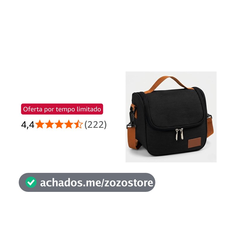Bolsa Térmica Lancheira com Alça de Ombro para Marmita - Academira, Trabalho, Escola, Faculdade e Passeios - Marmiteira Impermeável Resistente 7 Litros - Cor PRETA