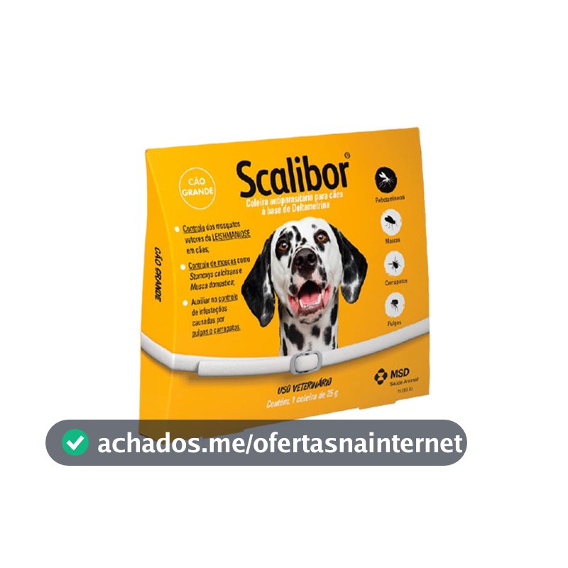 Scalibor® 25g - Coleira Antiparasitária contra mosquitos vetores da Leishmaniose - Cães porte grande 65cm - MSD Saúde Animal