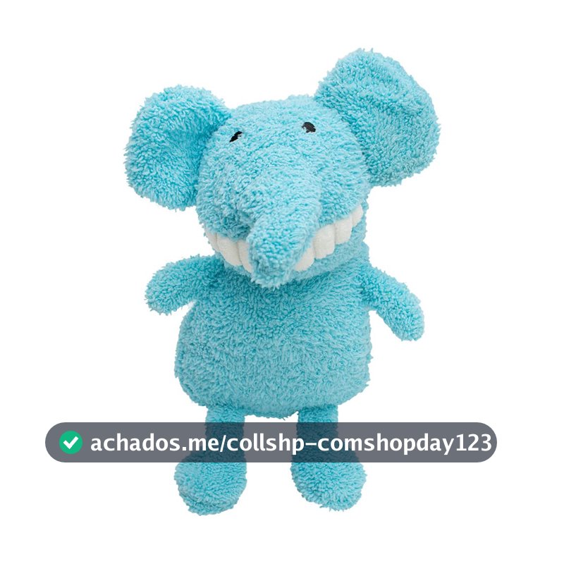 Jambo Pet, Brinquedo Mordedor Pelúcia Dentinho Elefante, Cor Azul, Emite Som, Tamanho Único, Para Cães, Material Algodão E Poliéster, Macio, Flexível