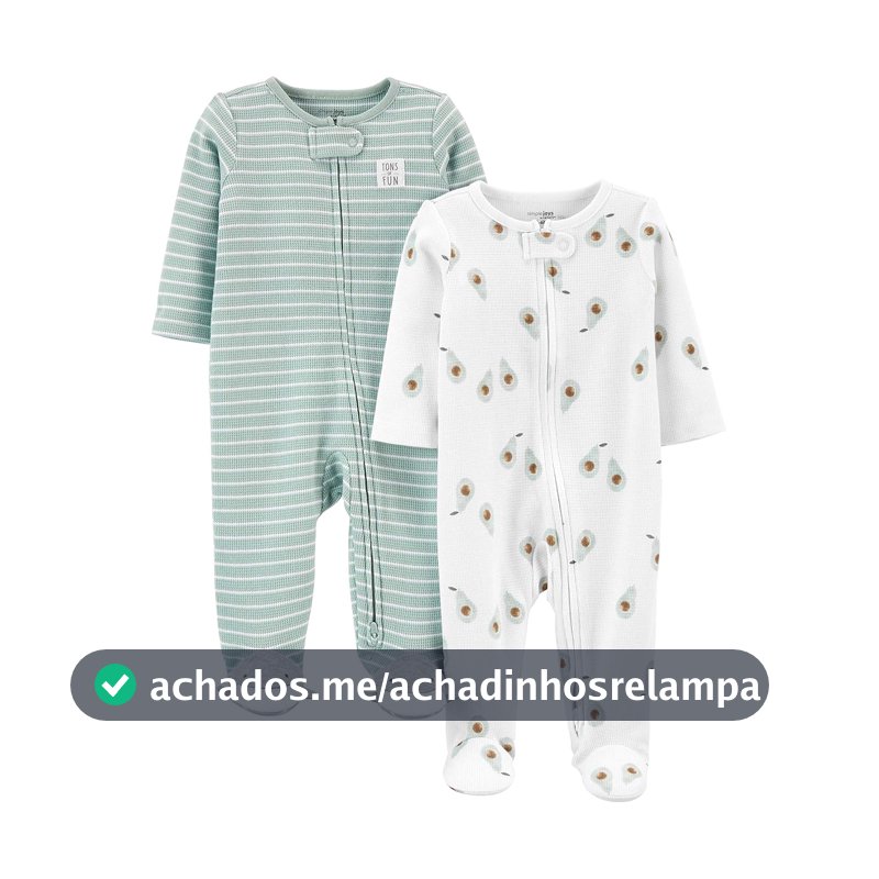 Macacão de dormir para bebês 2-way Zip Thermal Footed Sleep and Play, Pack of 2 Simple Joys by Carter'sUnisex Bebê