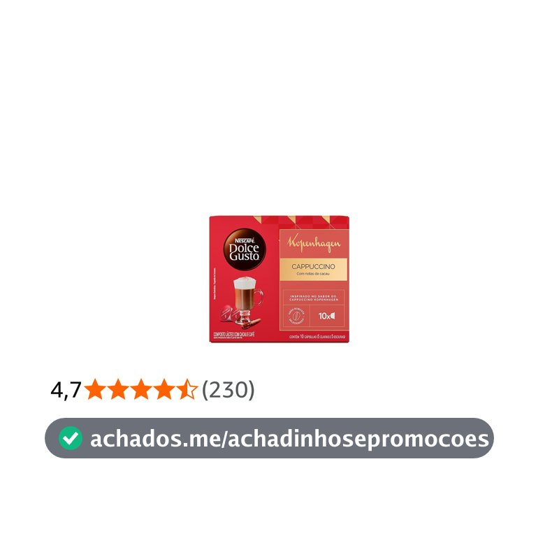 Cappuccino em Cápsula Kopenhagen Nescafé Dolce Gusto Caixa 135g 10 Unidades
