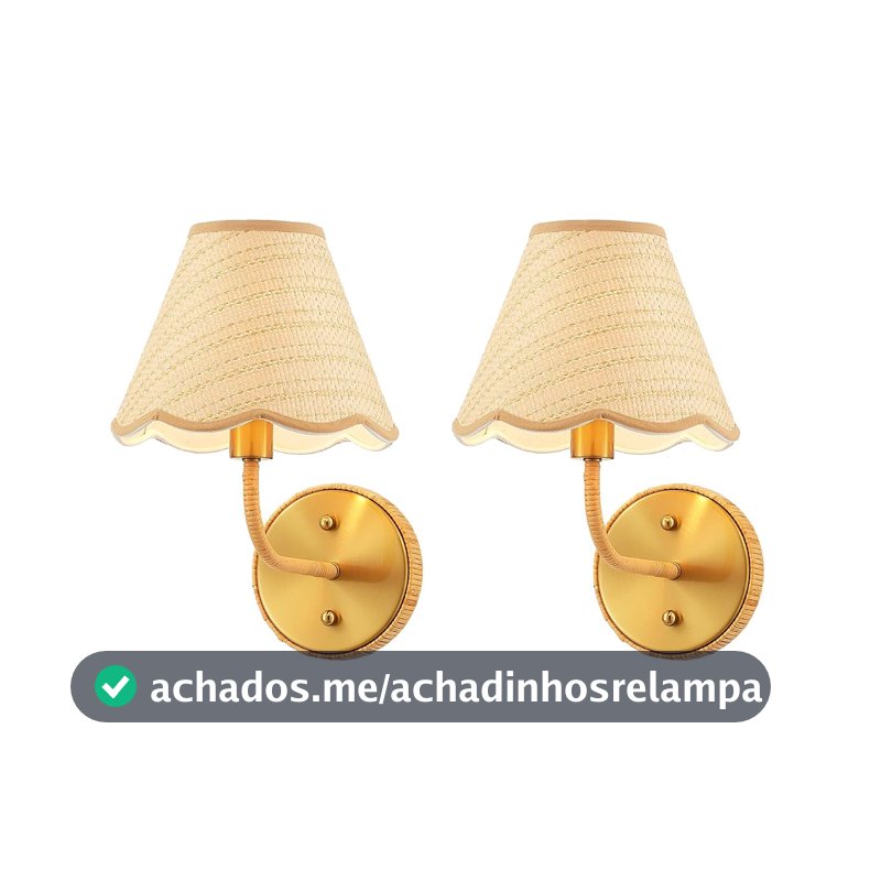ELYCCUPA Conjunto De Duas Arandelas De Parede Rústicas Industriais De Vime Elycucpa Boho, Feitas À Mão, Em Latão, Para Quarto, Sala De Estar, Corredor E Penteadeira, Diâmetro 11", Com Certificação U