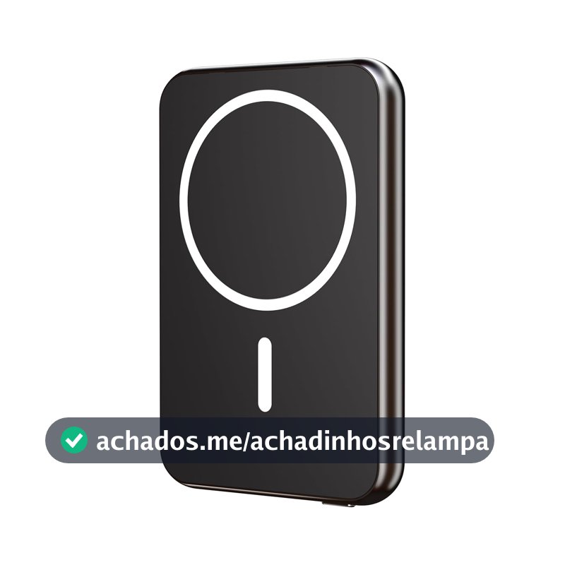 Geonav Power Bank, Carregador Portátil Universal por Indução 5.000mAh, Ultraslim Carregamento rápido, Compatível com MagSafe®, PB5KALMAGBK, Preto