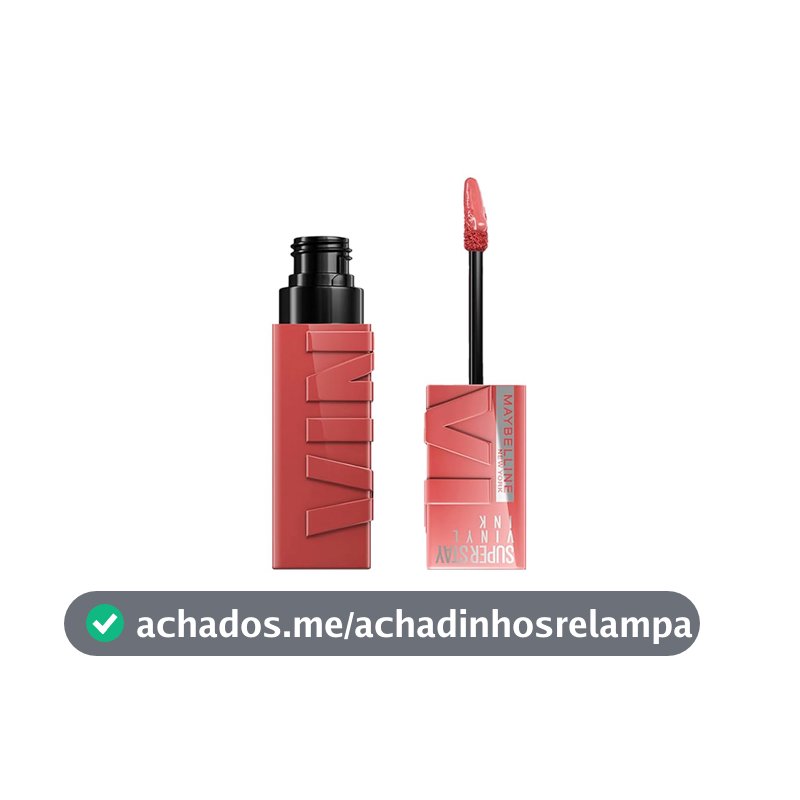 Batom Líquido Vinil Espelhado SuperStay Vinyl Ink Maybelline Peachy 4,2ml
