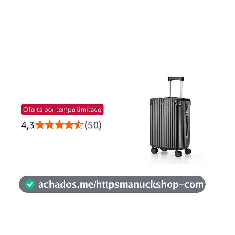 Romantic Crown Mala de Bordo 10kg Padrão ANAC de Viagem com Senha (Preto)