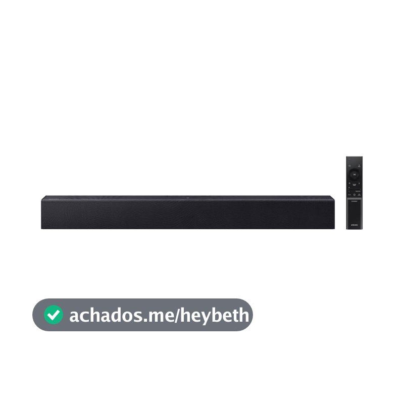 Soundbar Samsung HW-B400F, com 2.0 canais, Bluetooth, Subwoofer integrado e HDMI ARC