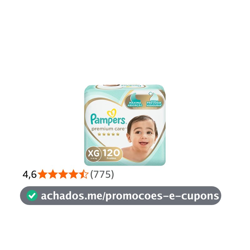 Fralda Pampers Premium Care Tamanho XG, 120 Unidades