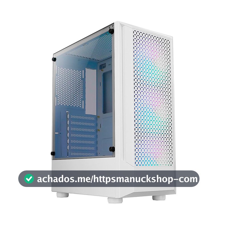 Gabinete Gamer Rise Mode Wave White, Mid Tower, Lateral em Vidro Fumê, ARGB, ATX, 3 Cooler Fan ARGB, Branco - RM-WA-BW-ARGB