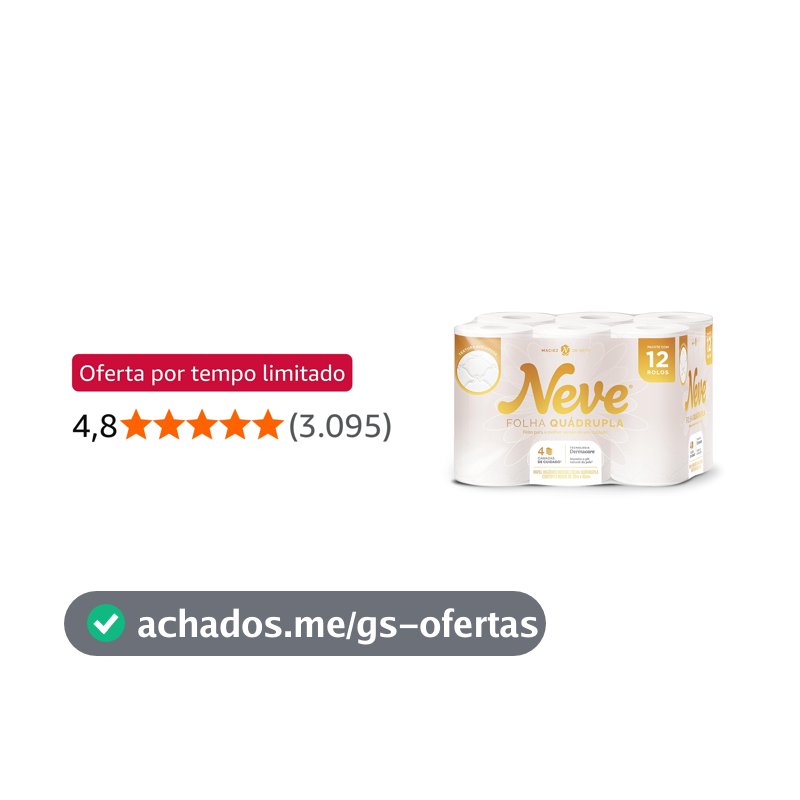 Neve Papel Higiênico Ultracomfort, Folha Quádrupla, 20m, 12 rolos