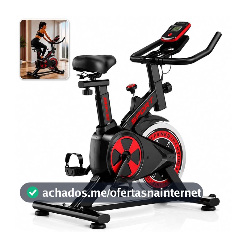 Bicicleta Ergométrica Bike Spinning – Bike Treino em Casa, Academia, Exercícios Cardio e Emagrecimento, Design Confortável e Ajustável, Vertical Silenciosa +100kg