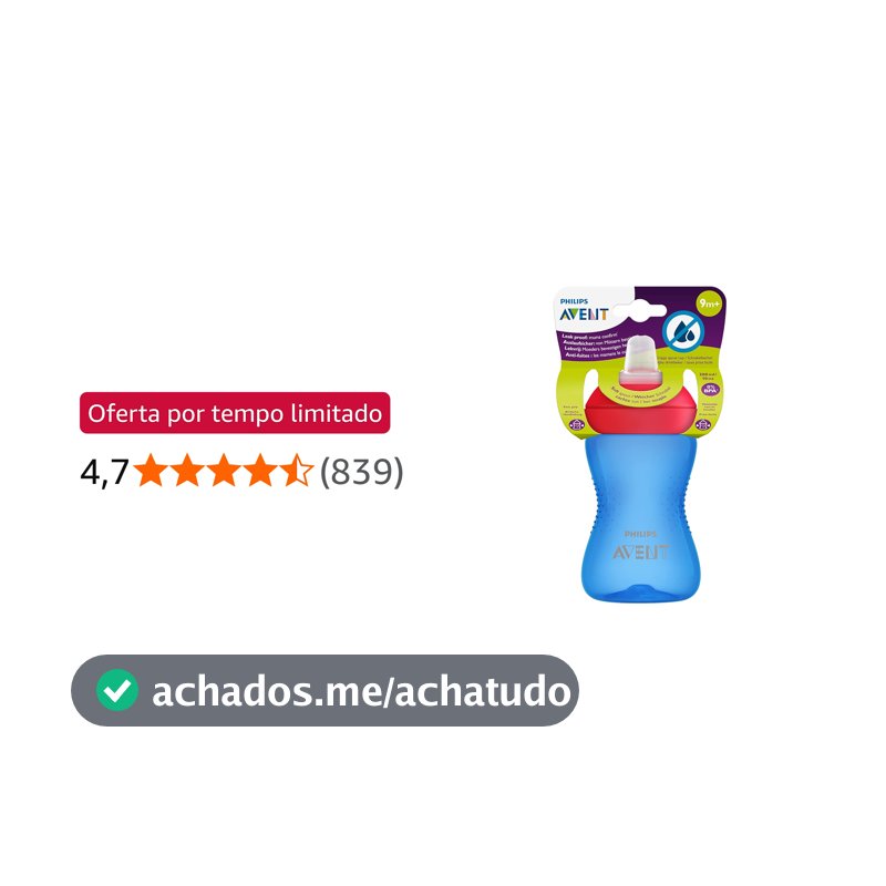 Copo de Transição com Bico de Silicone 9M+ Philips Avent SCF802/01 Azul e Vermelho, Livre de BPA