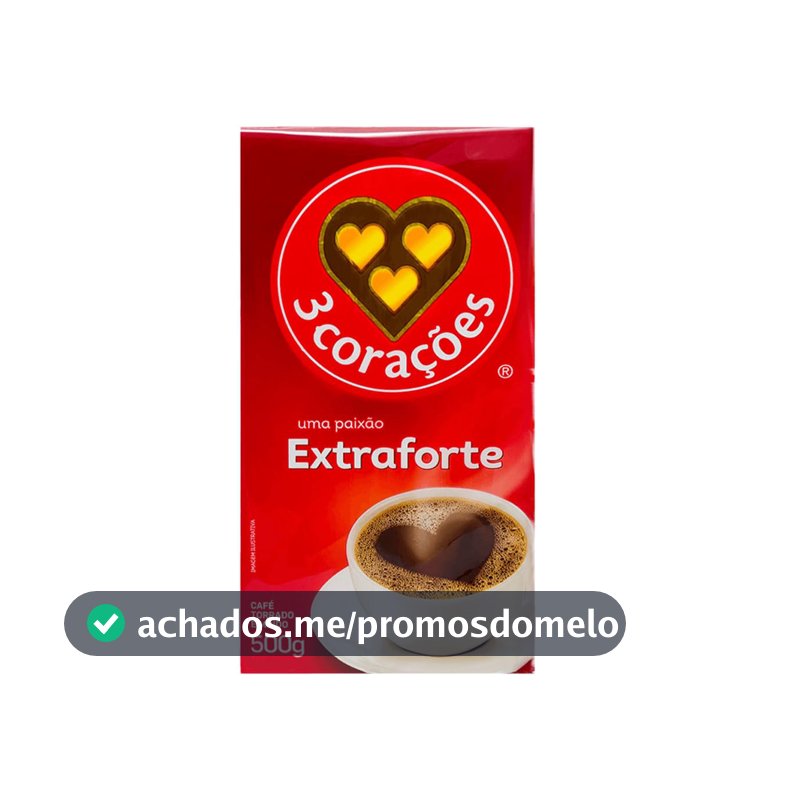 3 Corações Café Torrado e Moído Extra Forte, 500g vácuo